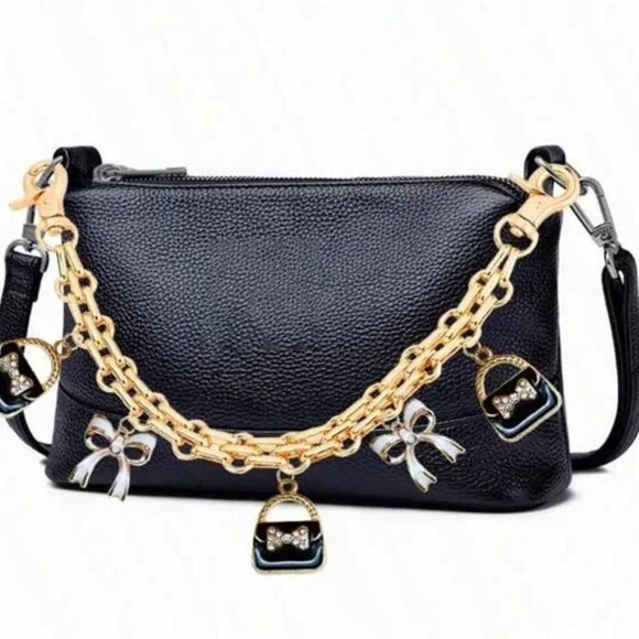 Charming Gold Bag Chain with Bow and Bag Charms NWT - Picture 2 of 3